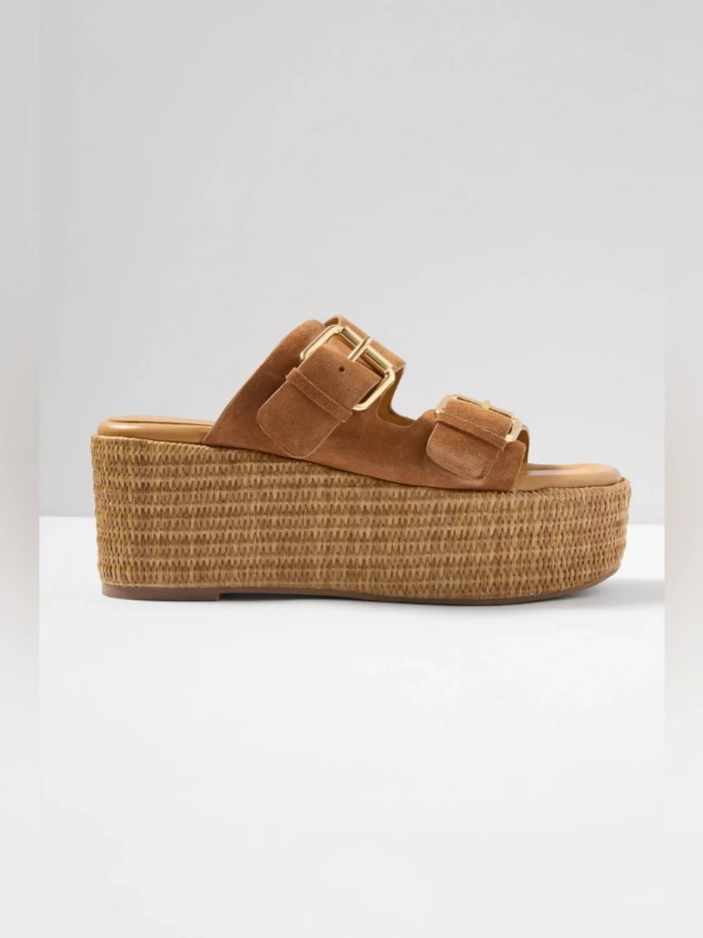 Marc Fisher Palery Suede Leather Double Strap Buckle Sandals Med Natural Size 8
